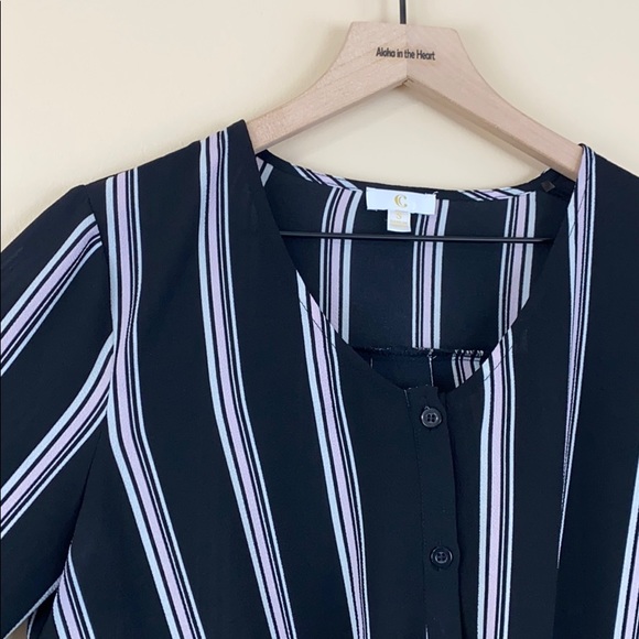 Striped tie front blouse - Picture 3 of 6